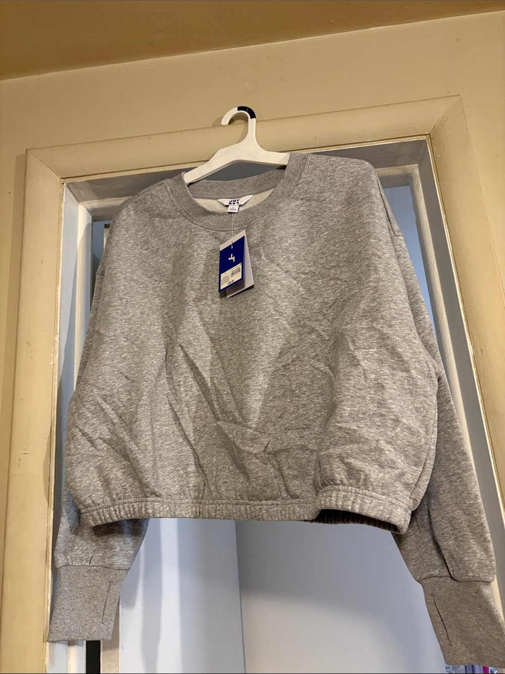 JoyLab Grey Heather Cropped Crewneck Sweatshirt Size L NWT Target